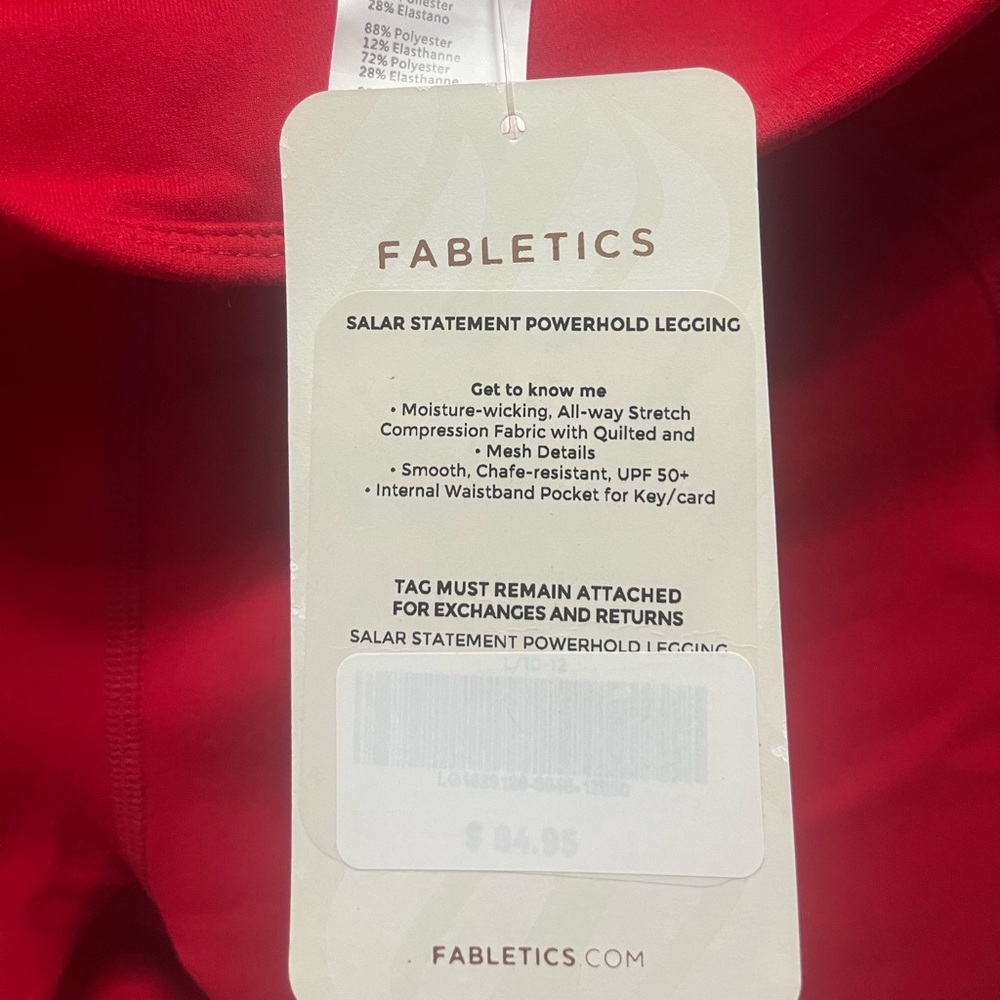 NWT Red Fabletics leggings size large
